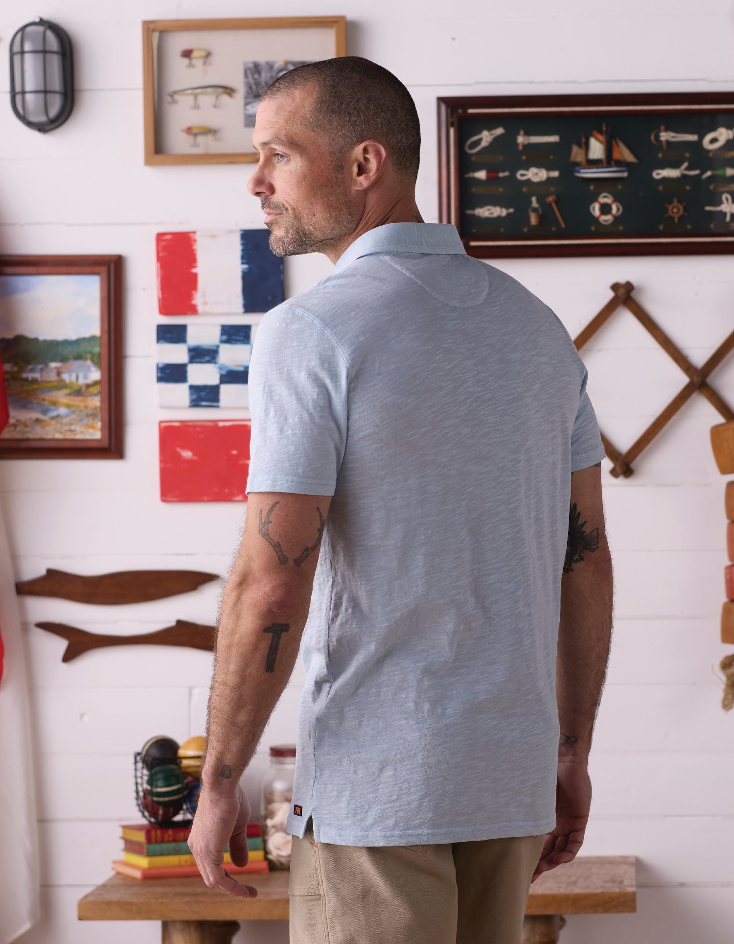 Vintage Slub Pocket Polo in Sky