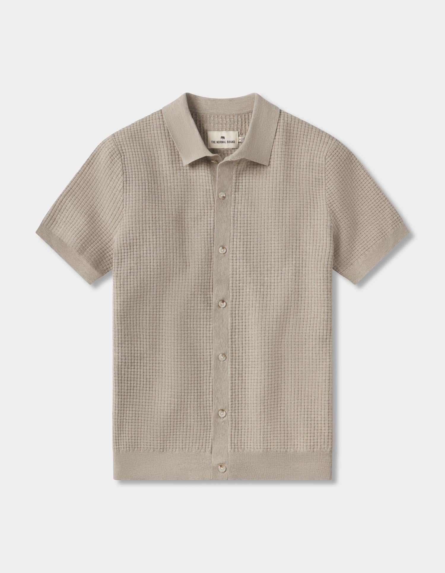 Waffle Stitch Button Up in Flax
