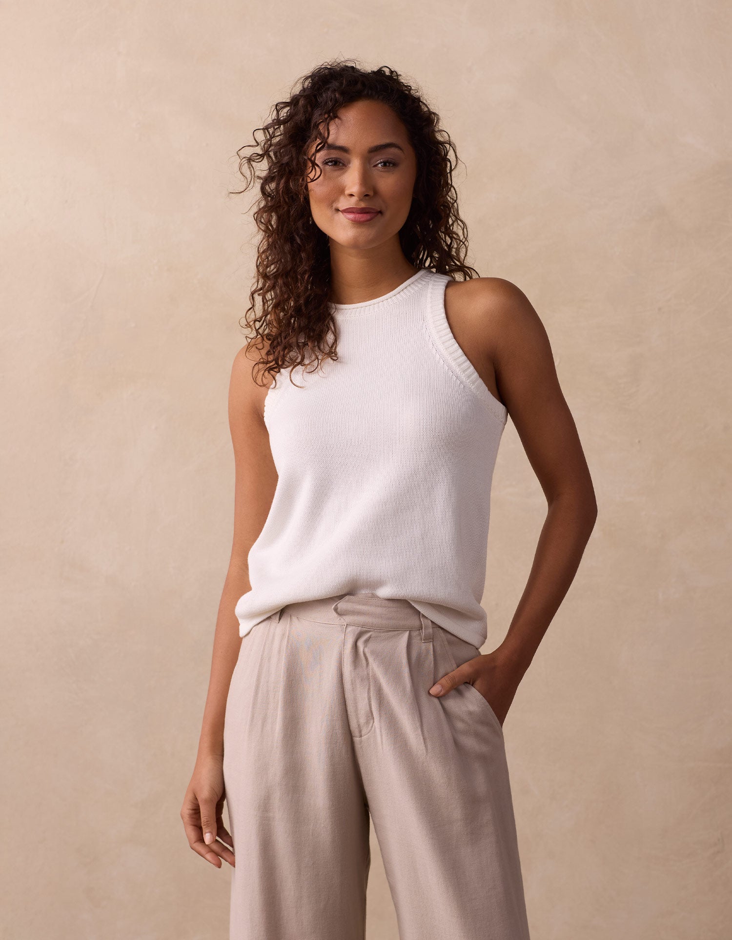 Wanderlust Hi-Neck Tank in Ivory