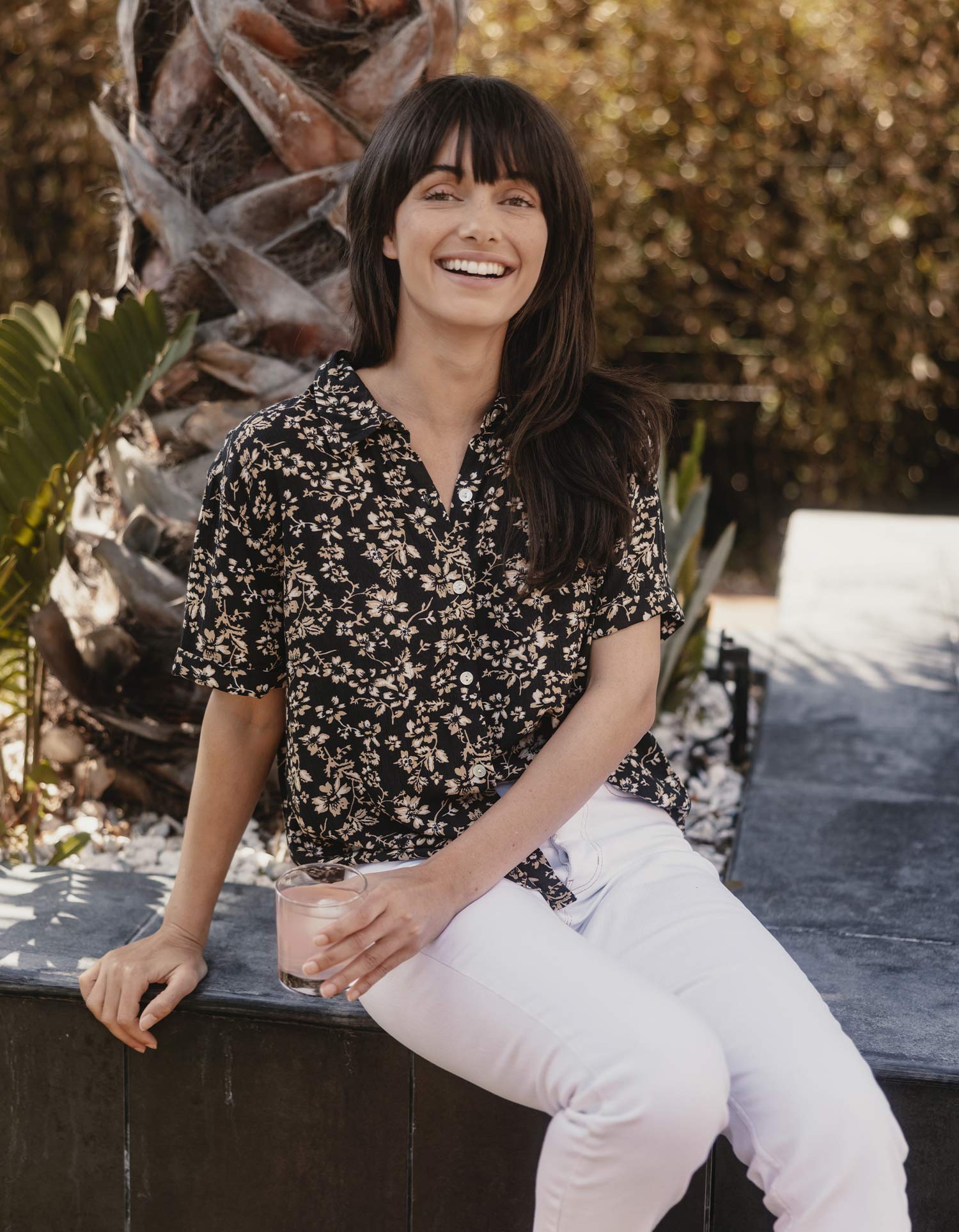 Ezra Crepe Rosie Button Up Shirt in Darkwood Floral