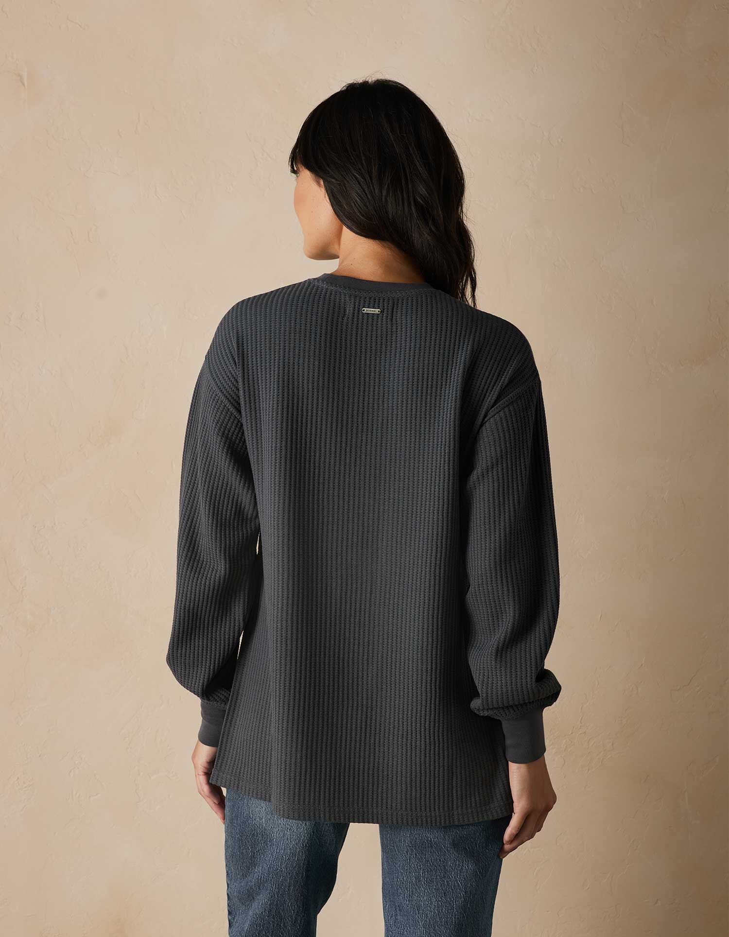 Honeycomb Waffle Split Side Pullover in Shadow
