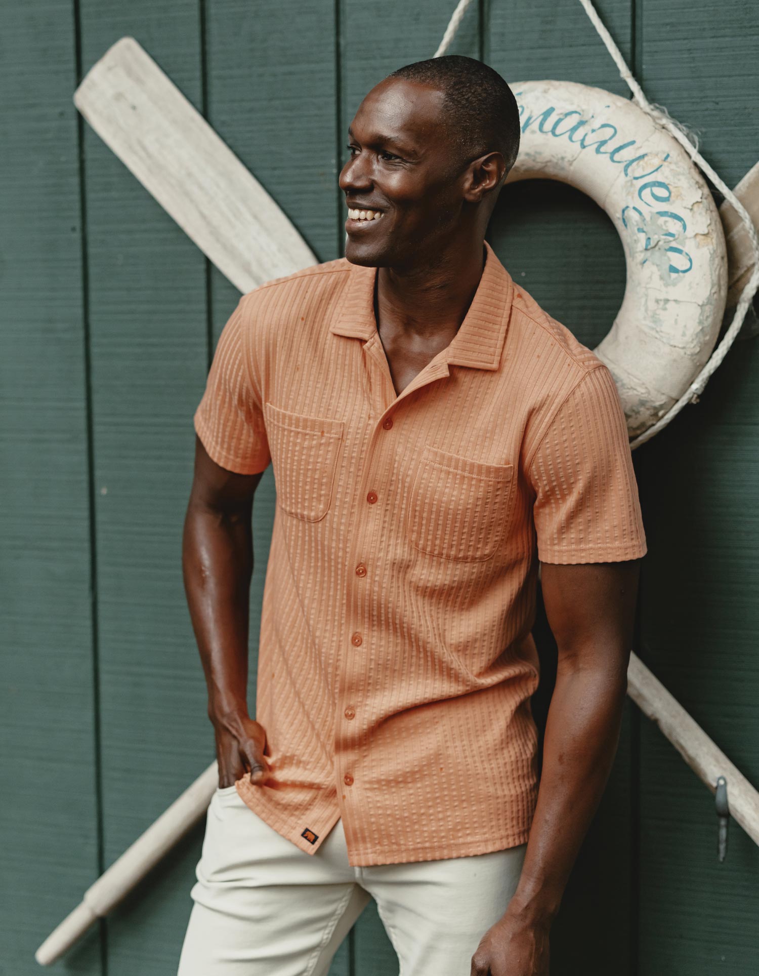 Knit Getaway Button Up in Georgia Peach