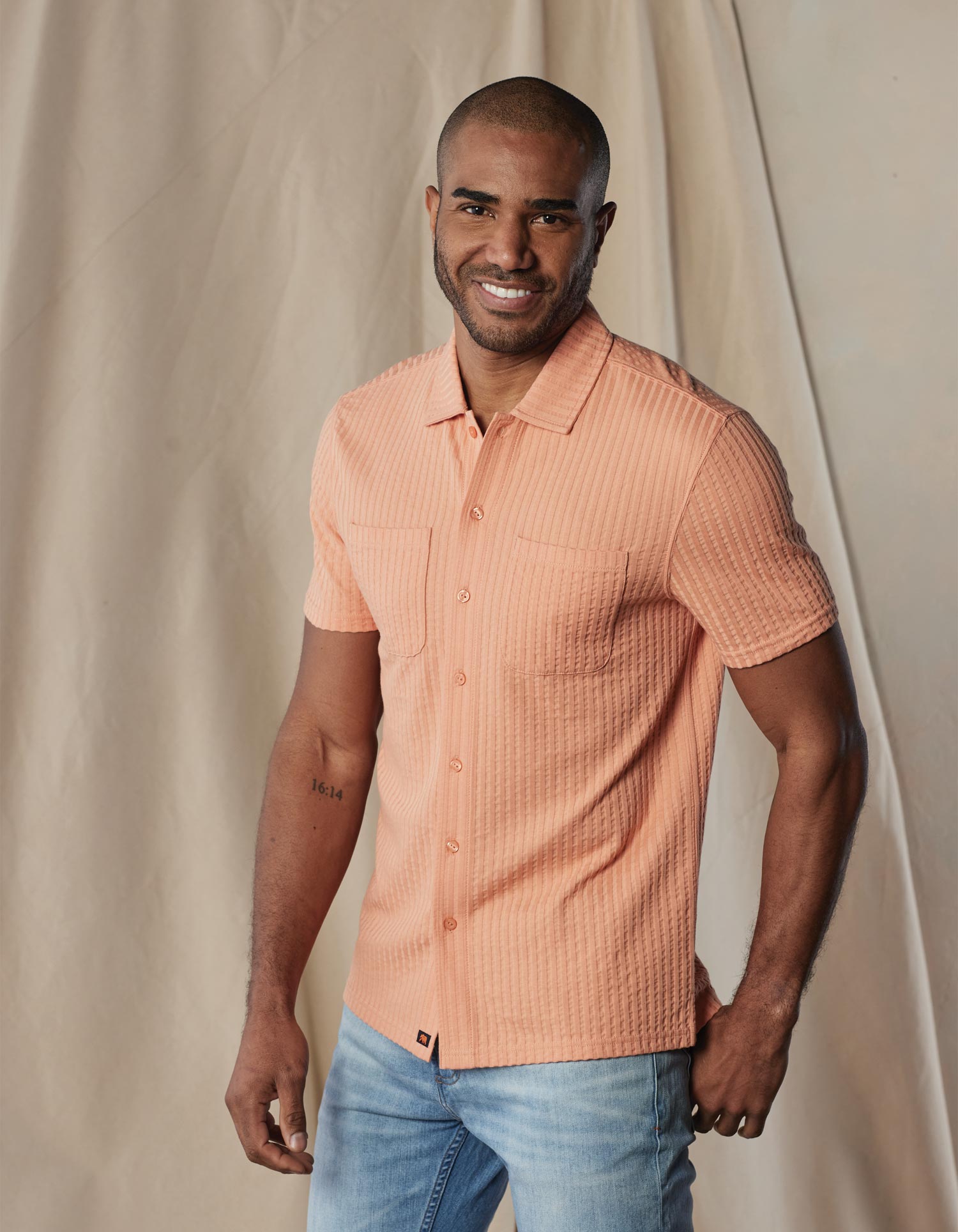 Knit Getaway Button Up in Georgia Peach