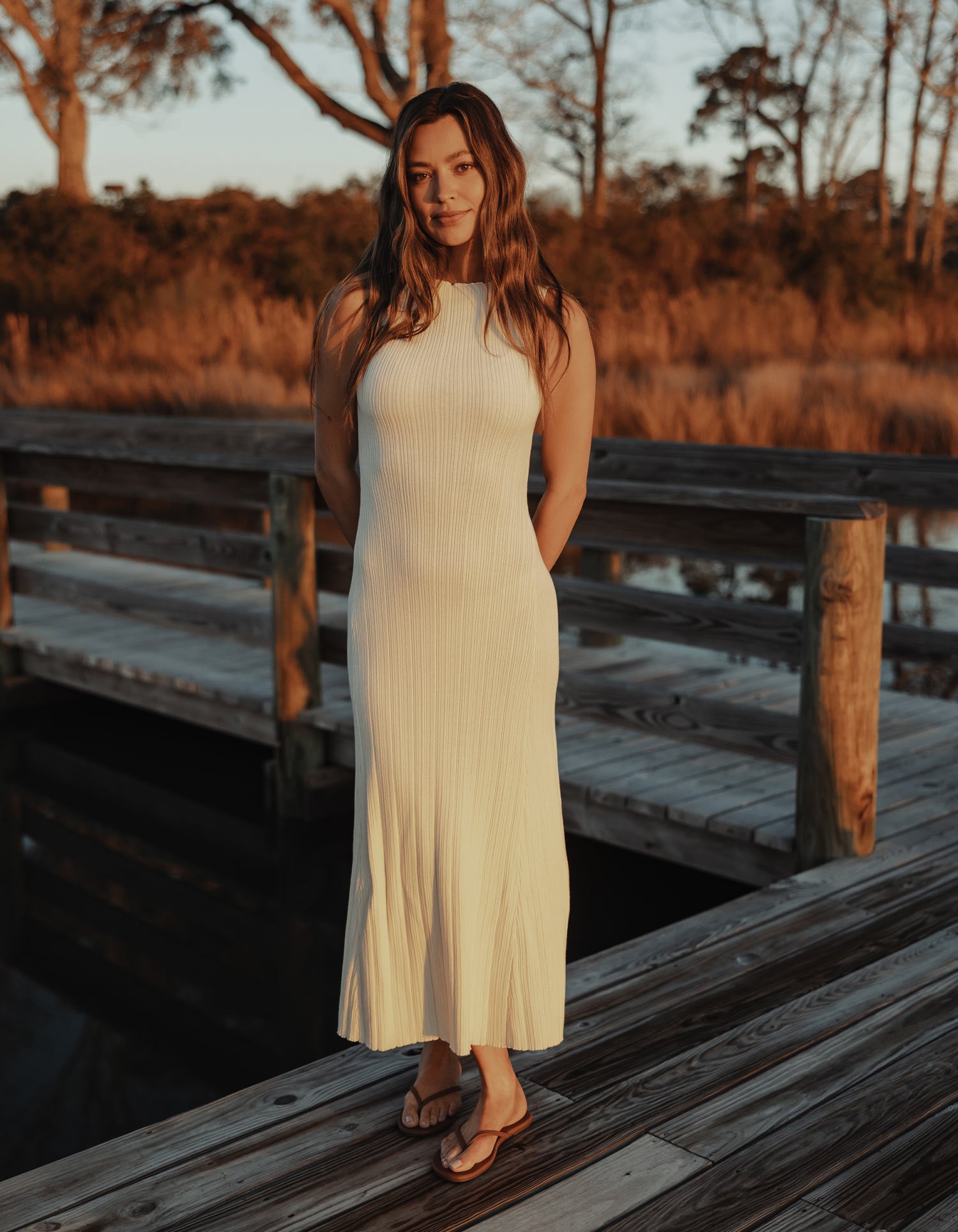Audrey Knit Midi Dress in Ivory