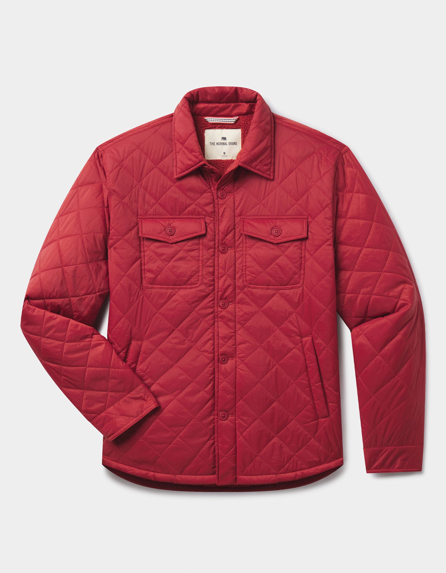 Quilted Sherpa Lined Shacket in Scarlet