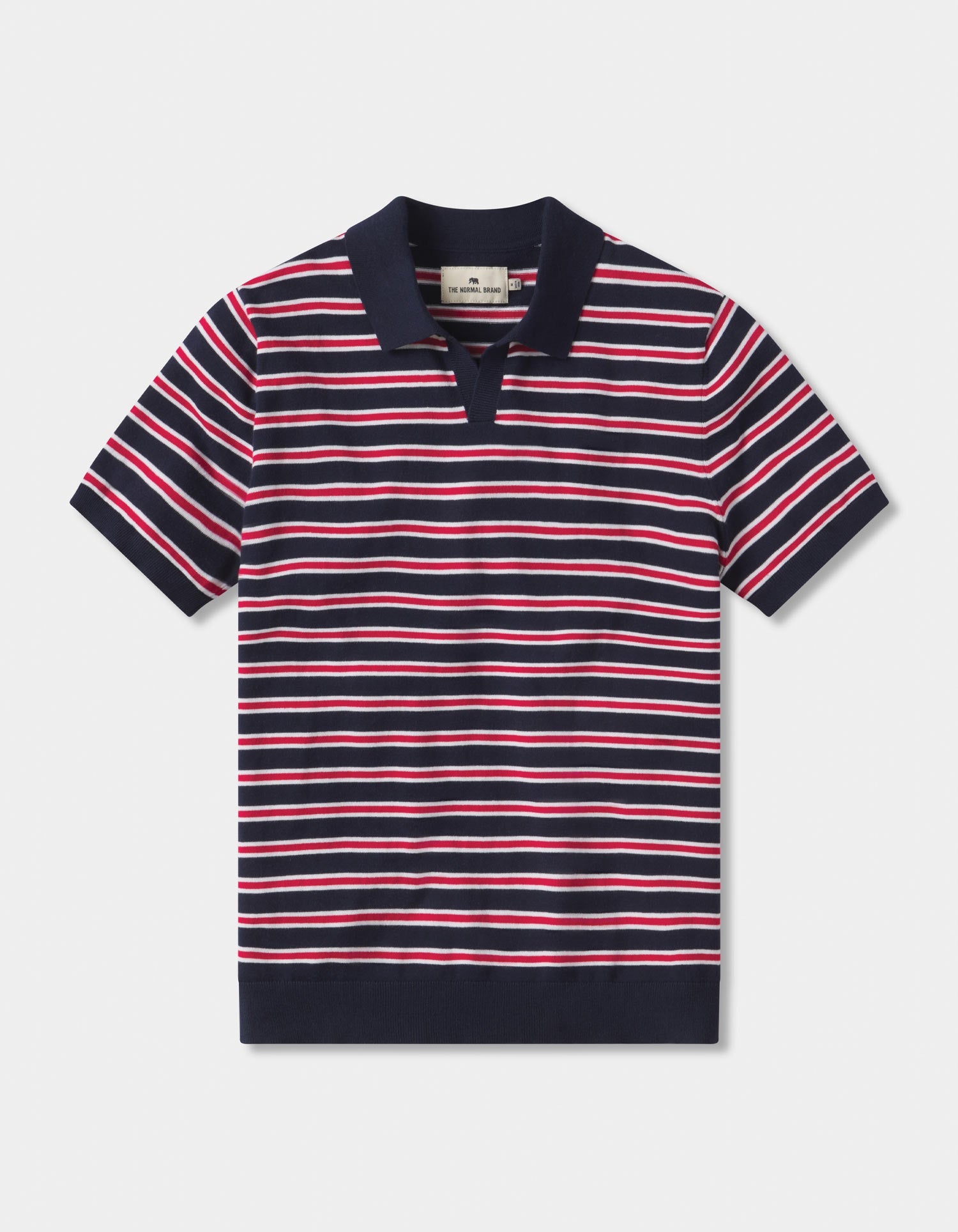 Robles Striped Polo in Navy/Red Stripe