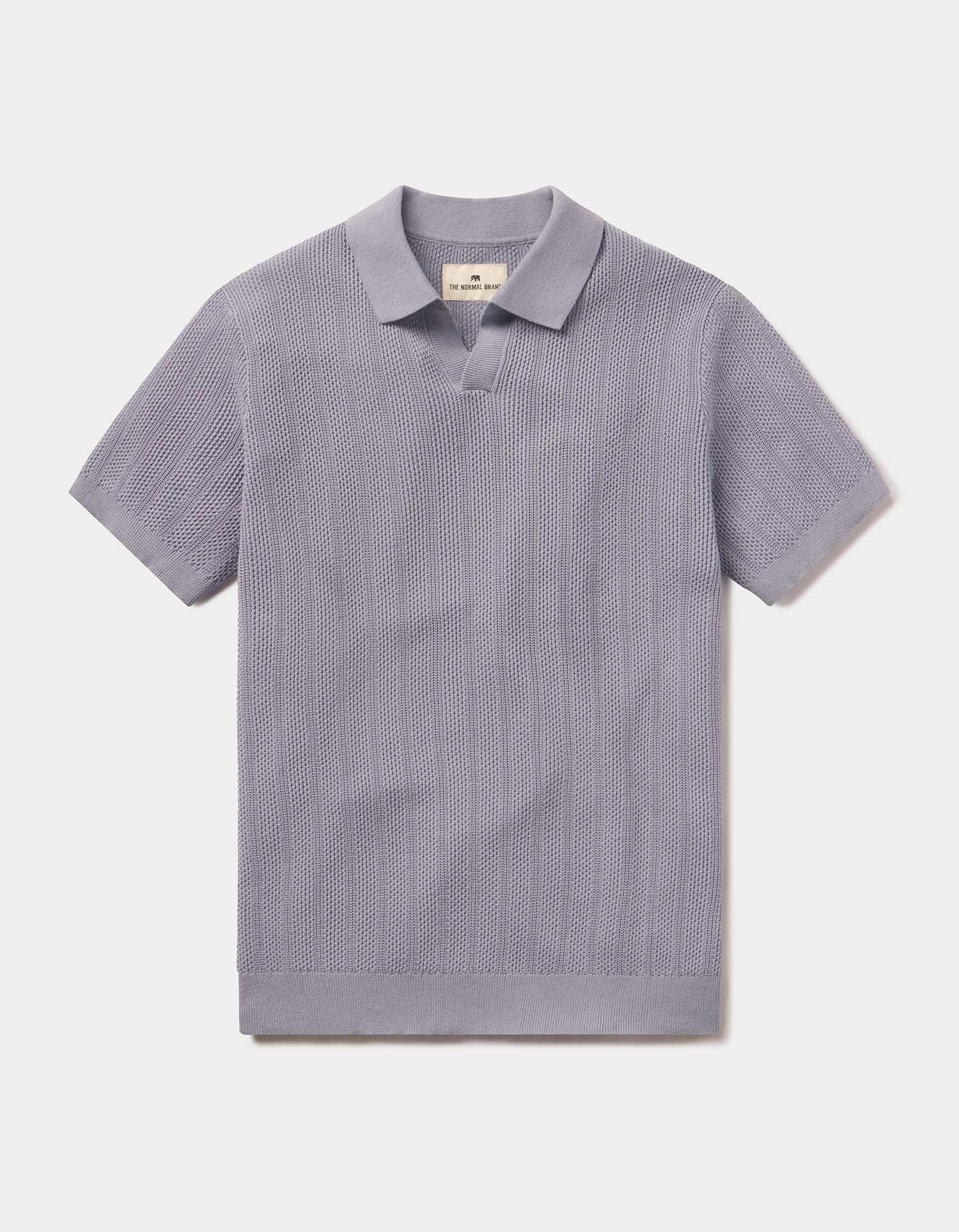 Robles Textured Knit Polo in Faded Denim