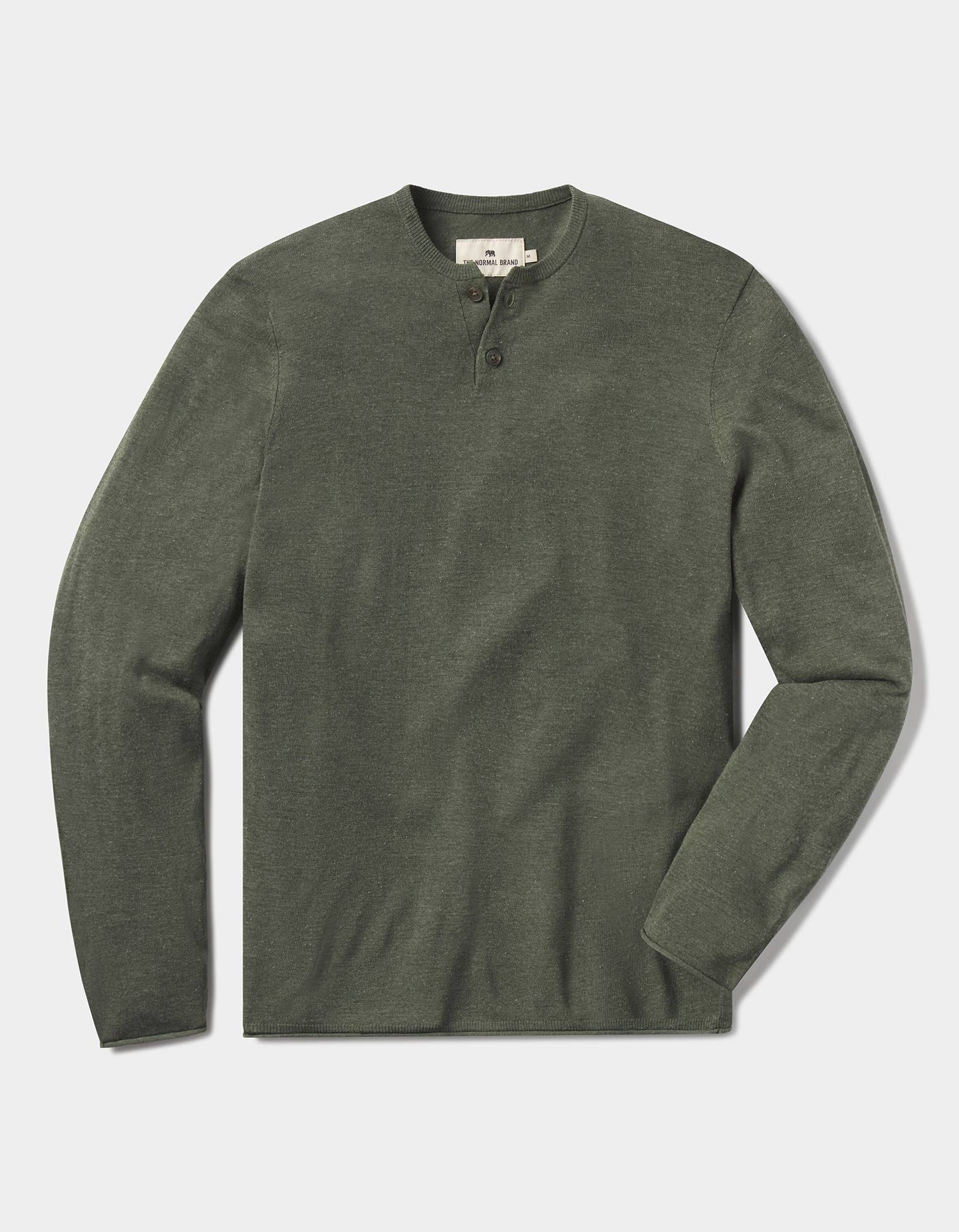 Summer Linen-Blend Henley in Olive Heather