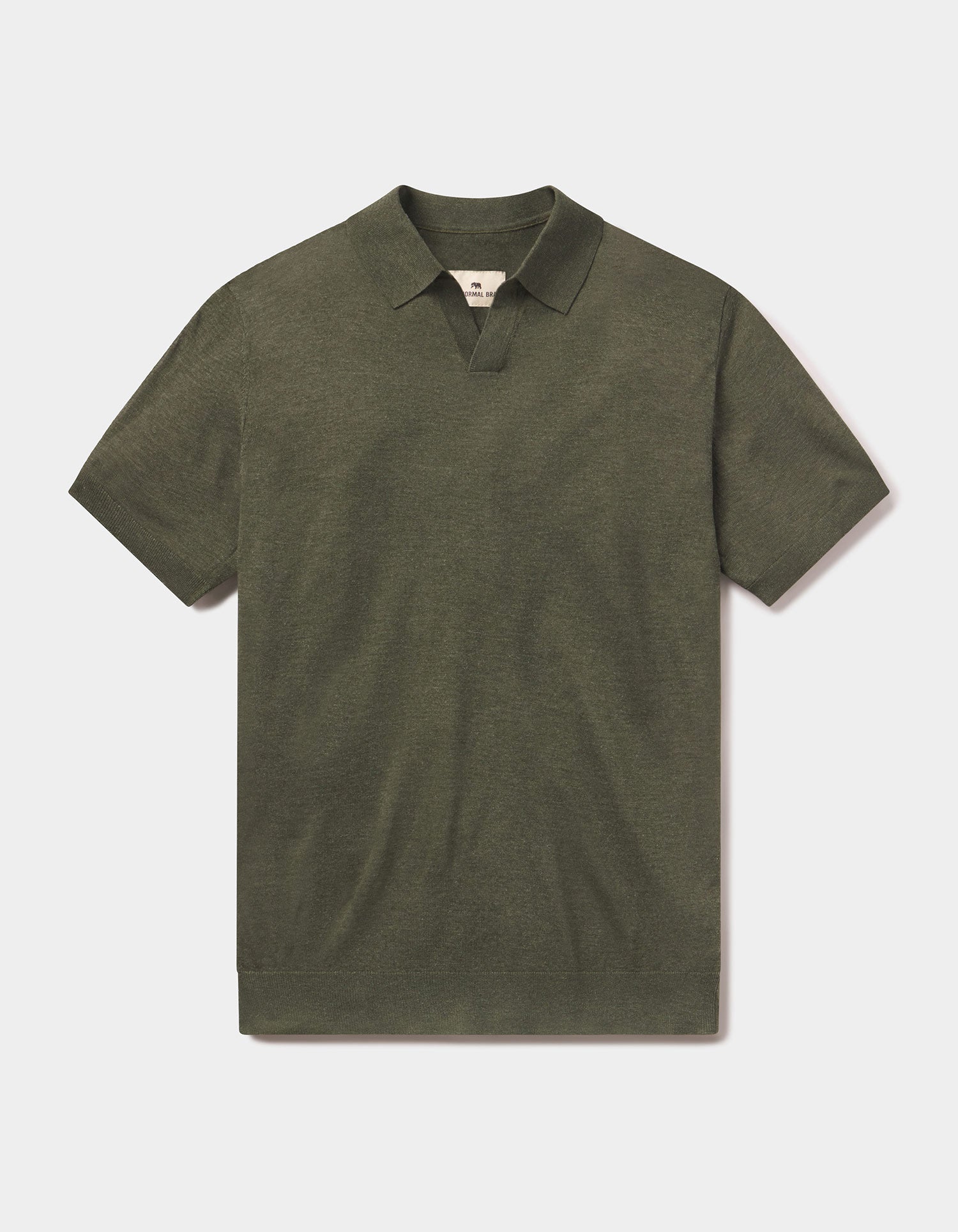 Summer Linen-Blend Polo in Olive Heather